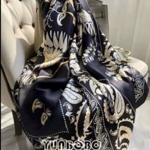 Black and Gold Silk Scarf